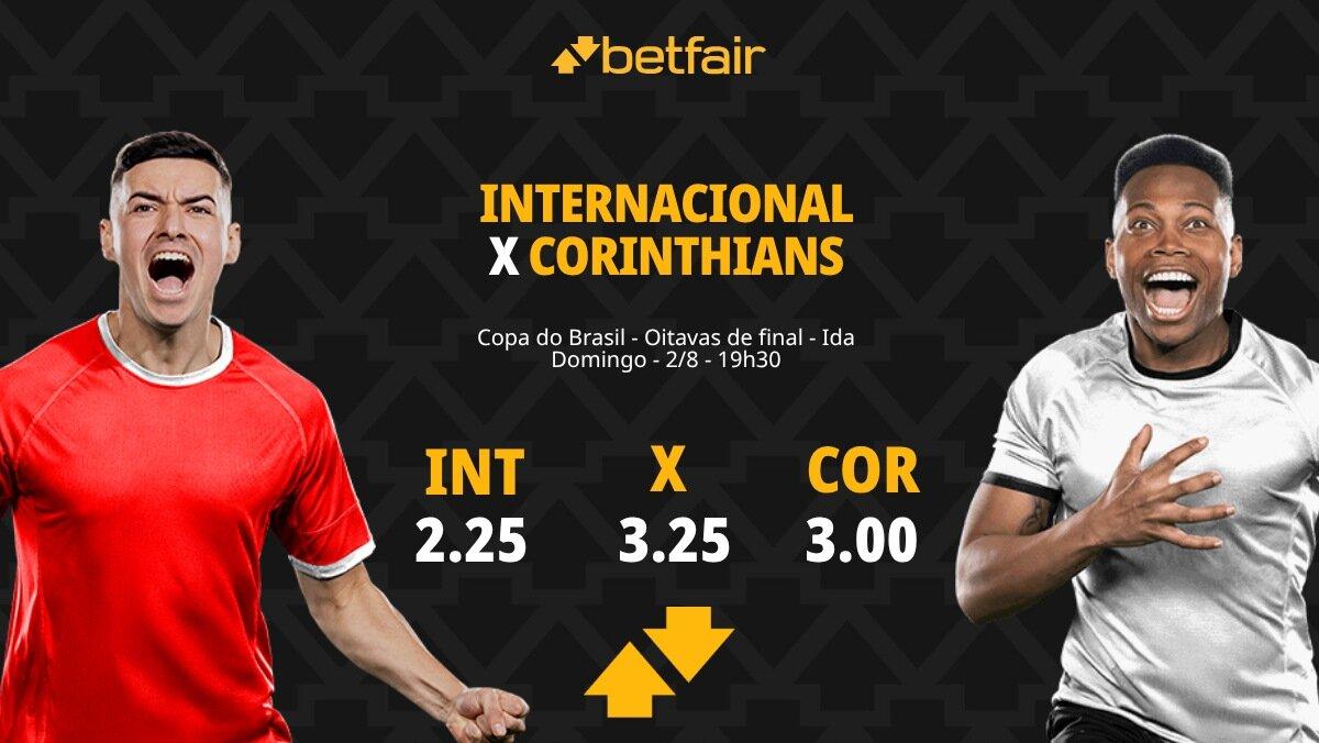 Internacional x Corinthians - Copa do Brasil: Notícias, Odds, Estatísticas, Escalações, Horário, Onde Assistir